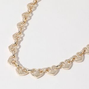 14k Gold Puffed Dome Heart Necklace Link Fashion Statement Jewelry Accessory